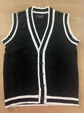 100% Cotton Lightweight Black and White Button-up Vest